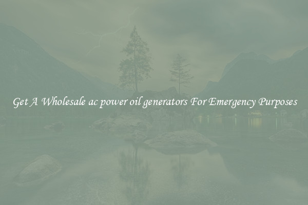 Get A Wholesale ac power oil generators For Emergency Purposes